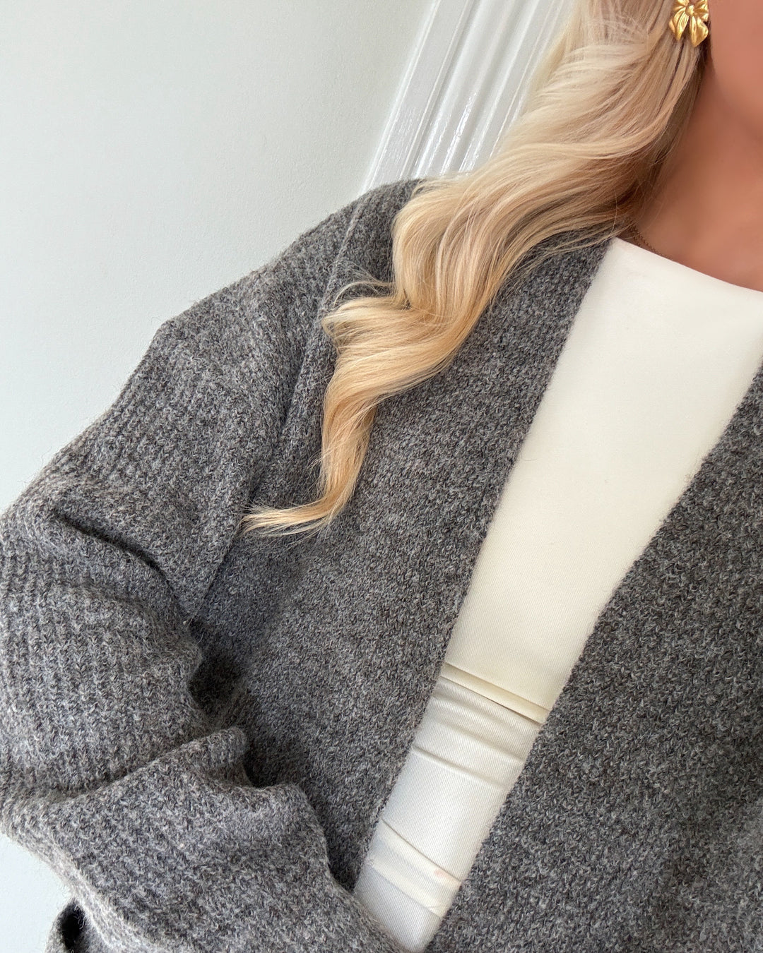 Vero Moda cardigan desma ls open medium grey melange
