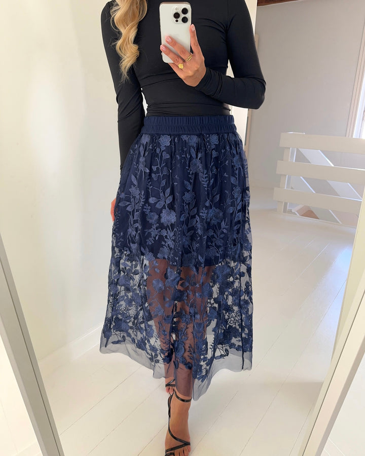 A-View nederdel fuschia navy