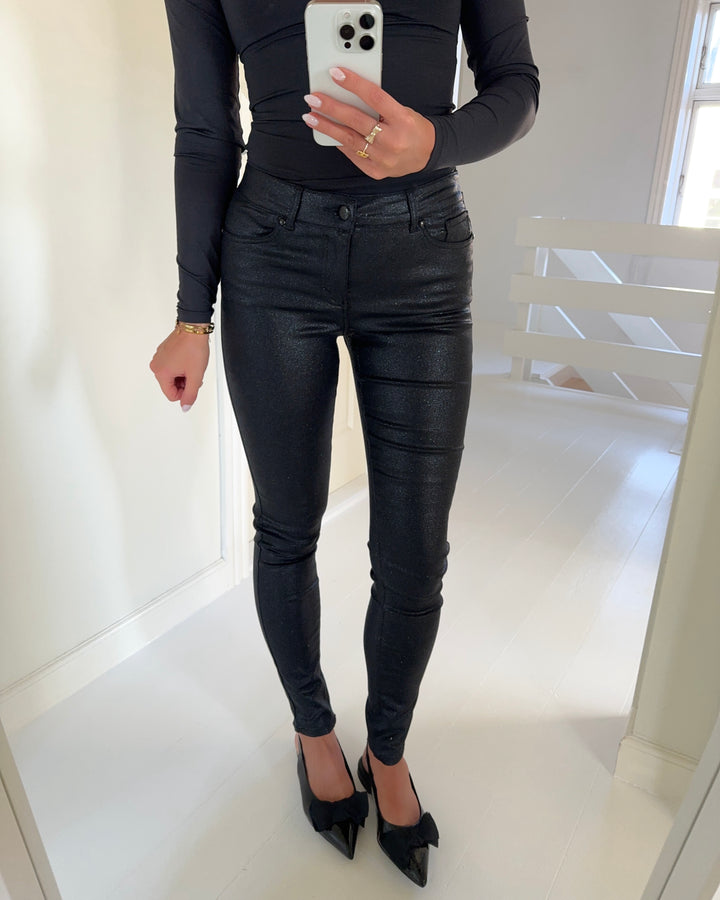 Vero Moda bukser seven slim glitter black