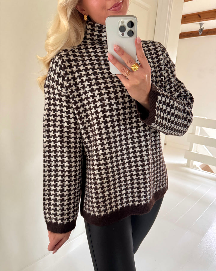 Vero Moda striktrøje como ls funnelneck chocolate torte w. birch