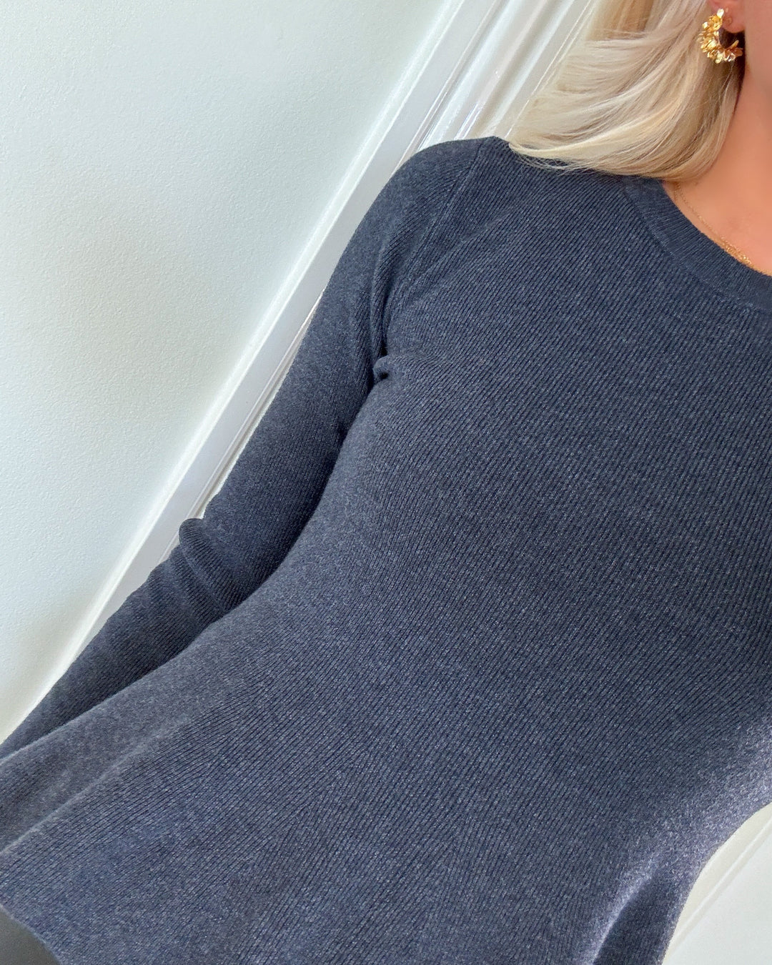 Only trøje coco life ls rib oneck peplum cc knt ombre blue/melange