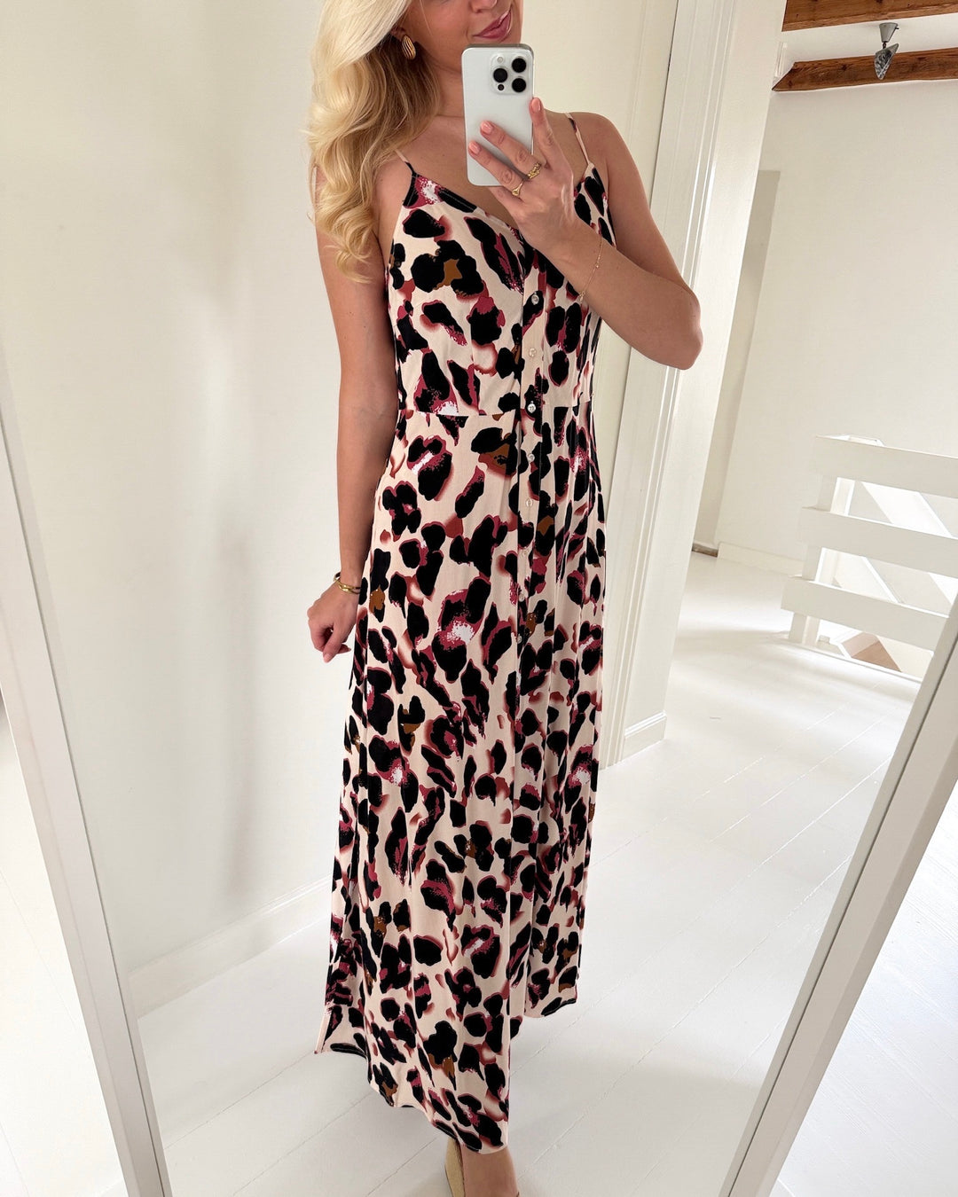 Y.A.S kjole savanna strap long mellow rose/liro print