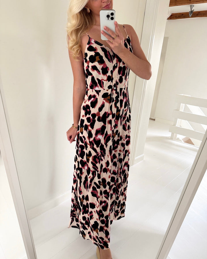 Y.A.S kjole savanna strap long mellow rose/liro print
