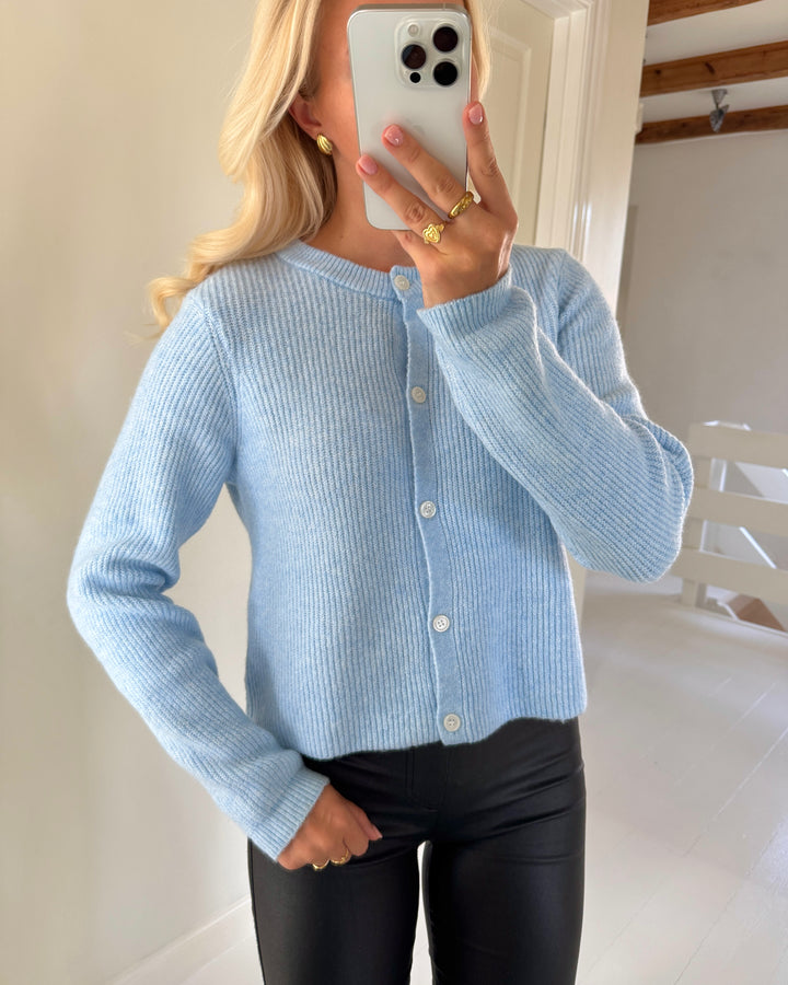 Pieces cardigan silly ls o-neck knit cashmere blue melange