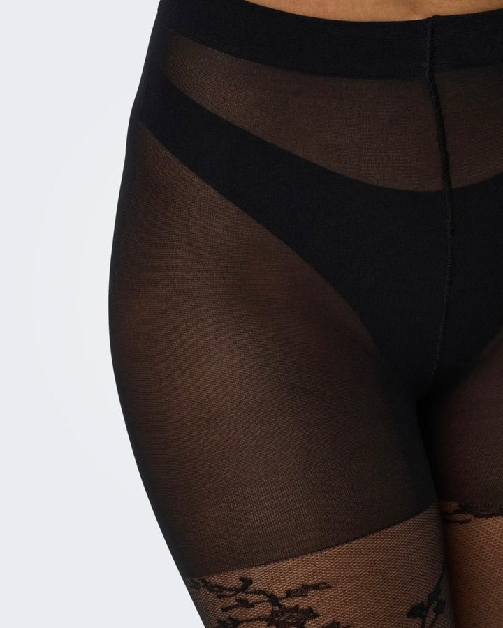 JDY strømpebukser agnes flower black small flower