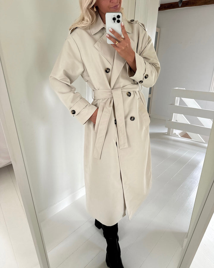 Vero Moda trenchcoat chloe long oatmeal