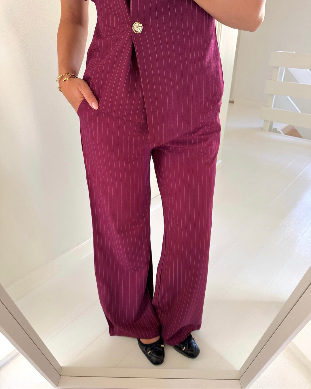 Sister's Point bukser verina-pa2 bordeaux/cream