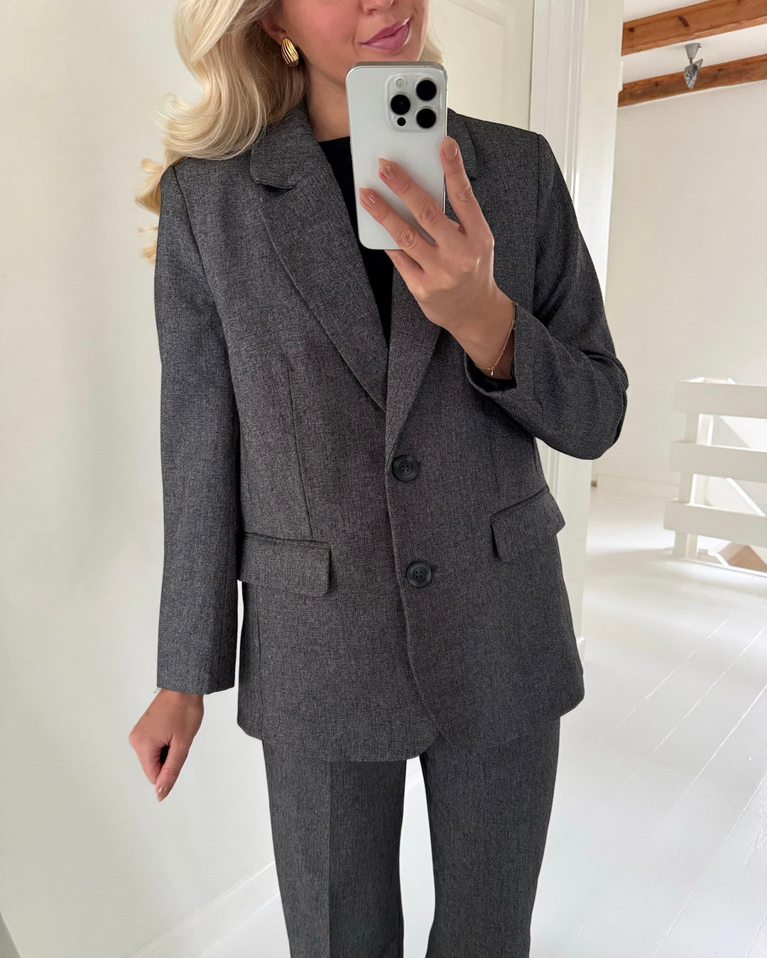 JDY blazer bloom siri ls black/white salt & pepper - FORUDBESTILLING LEV. UGE 5