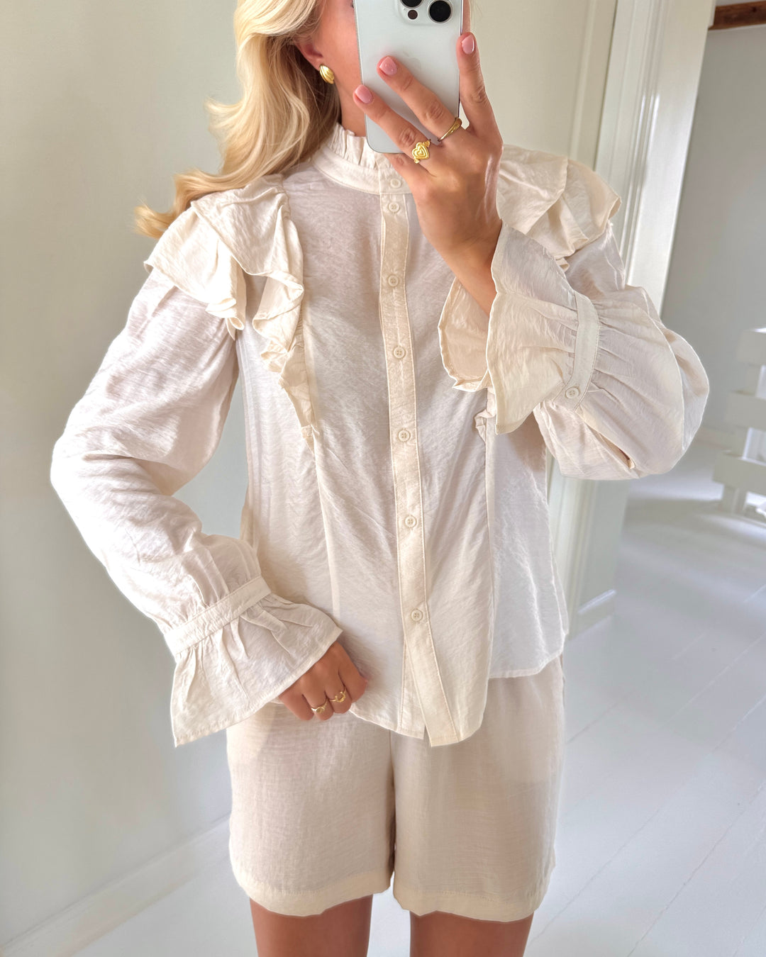 Vero Moda bluse jules ls flounce birch