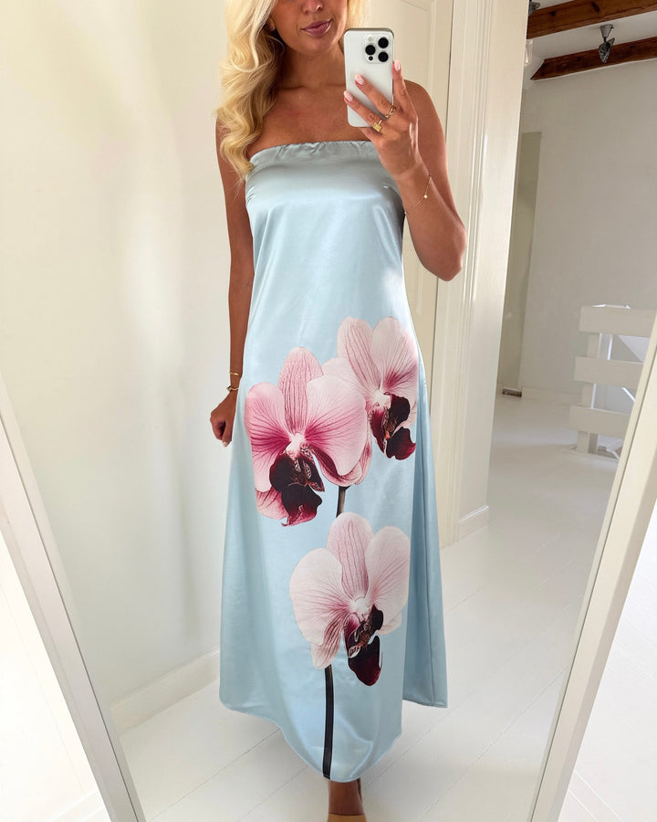 Y.A.S kjole orchida maxi bandeau skyway/orchida aop