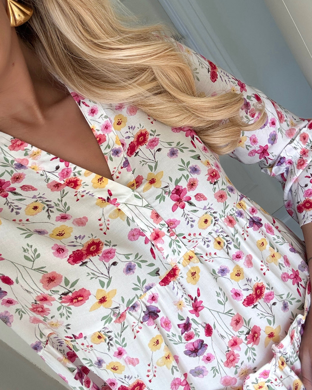 Vero Moda kjole easy joy 3/4 short cloud dancer lisa