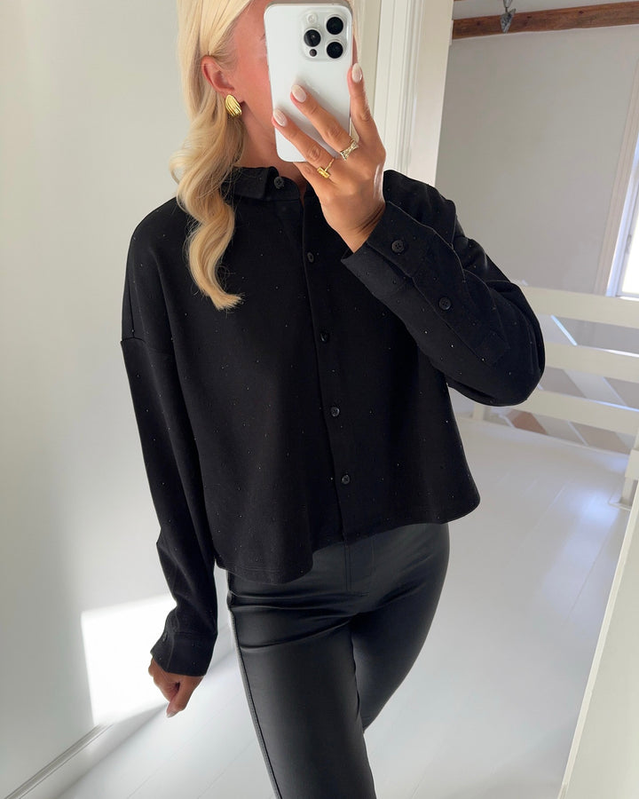 Only skjorte zenna ls stone black/black rhinestone