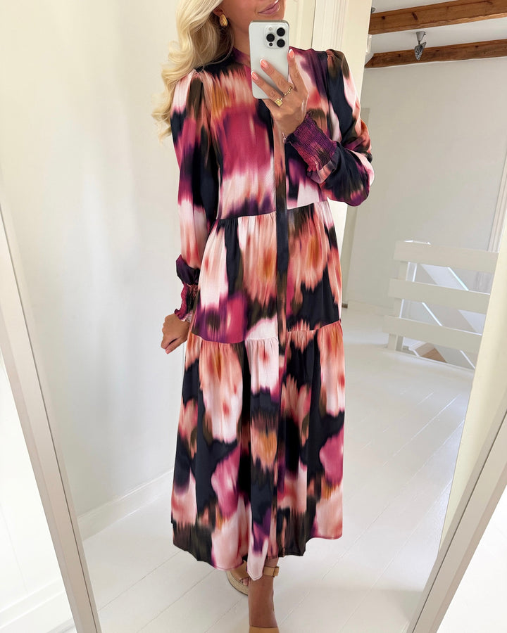 Y.A.S kjole asina ls long shirt black/mindy aop