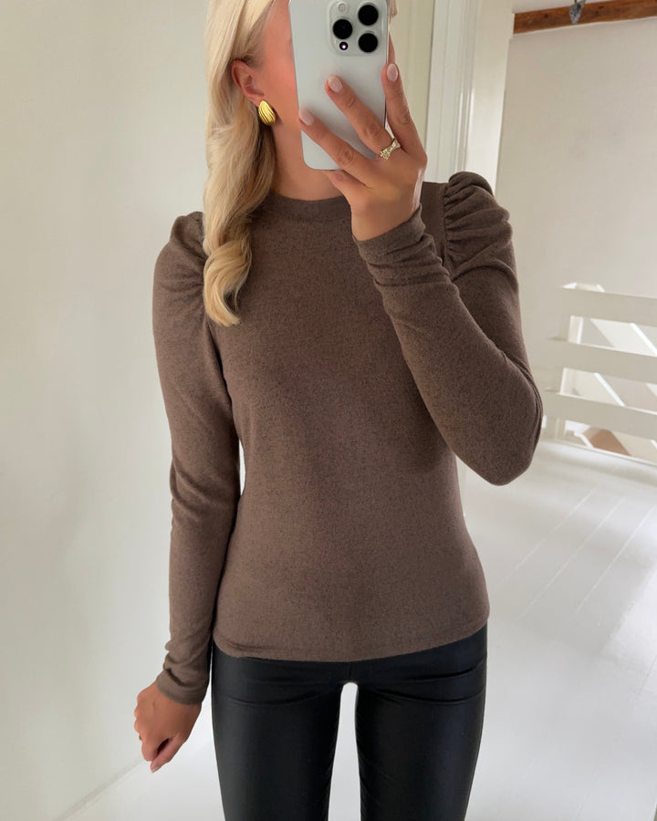 JDY bluse tonsy ls puff sleeve fossil/melange