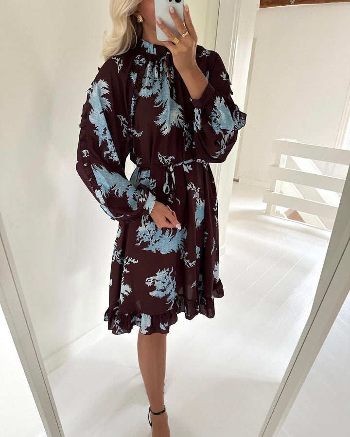 Love&Divine kjole love1434 bordeaux/leaf