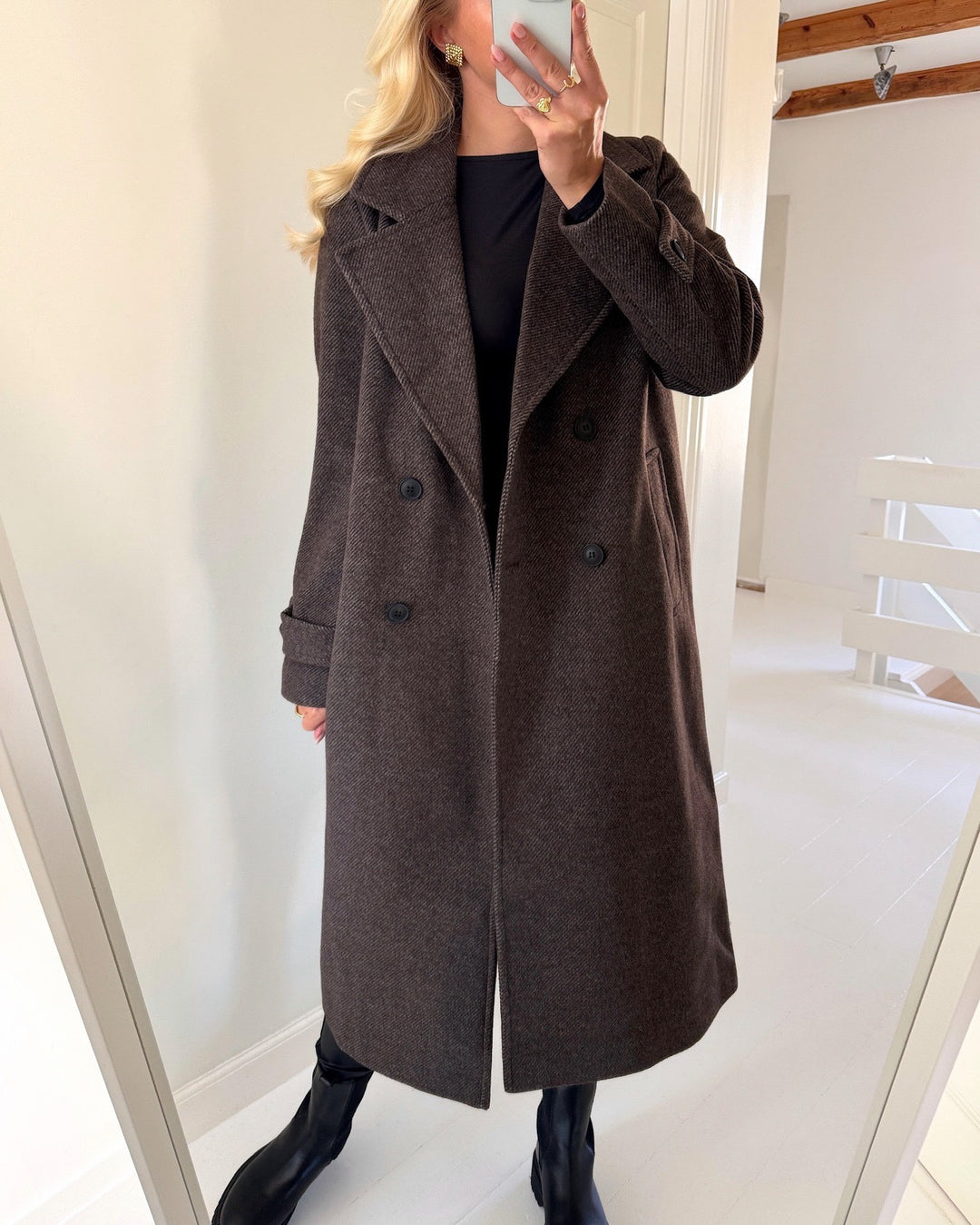 Vero Moda jakke eva long chocolate torte melange