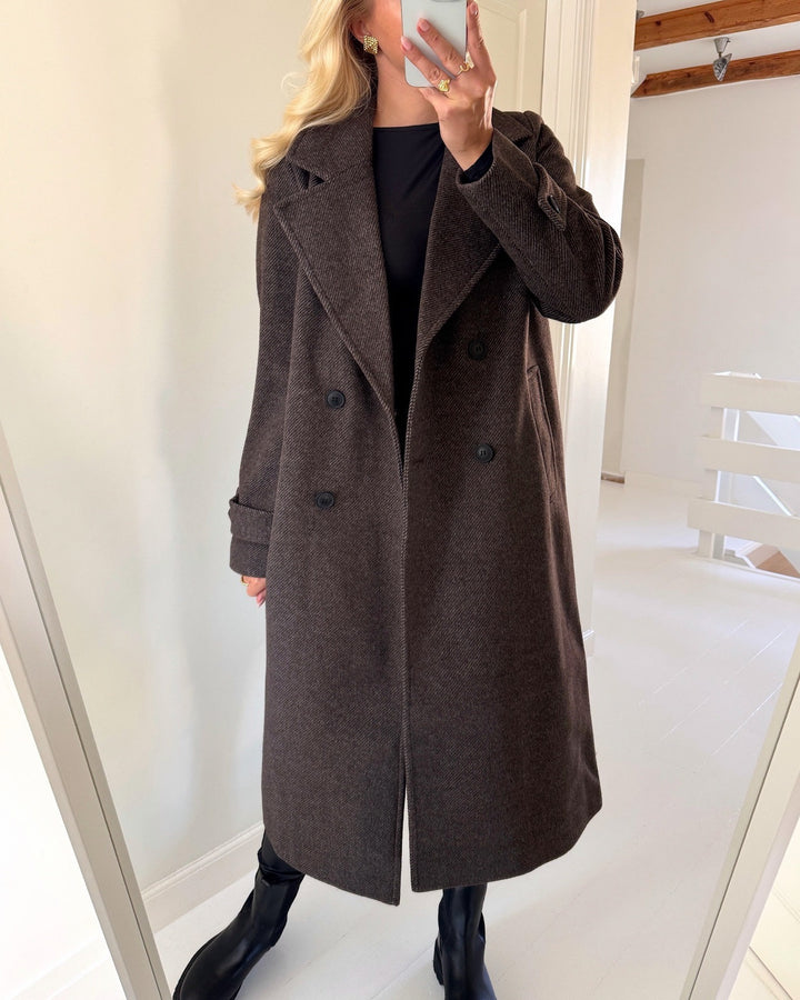 Vero Moda jakke eva long chocolate torte melange