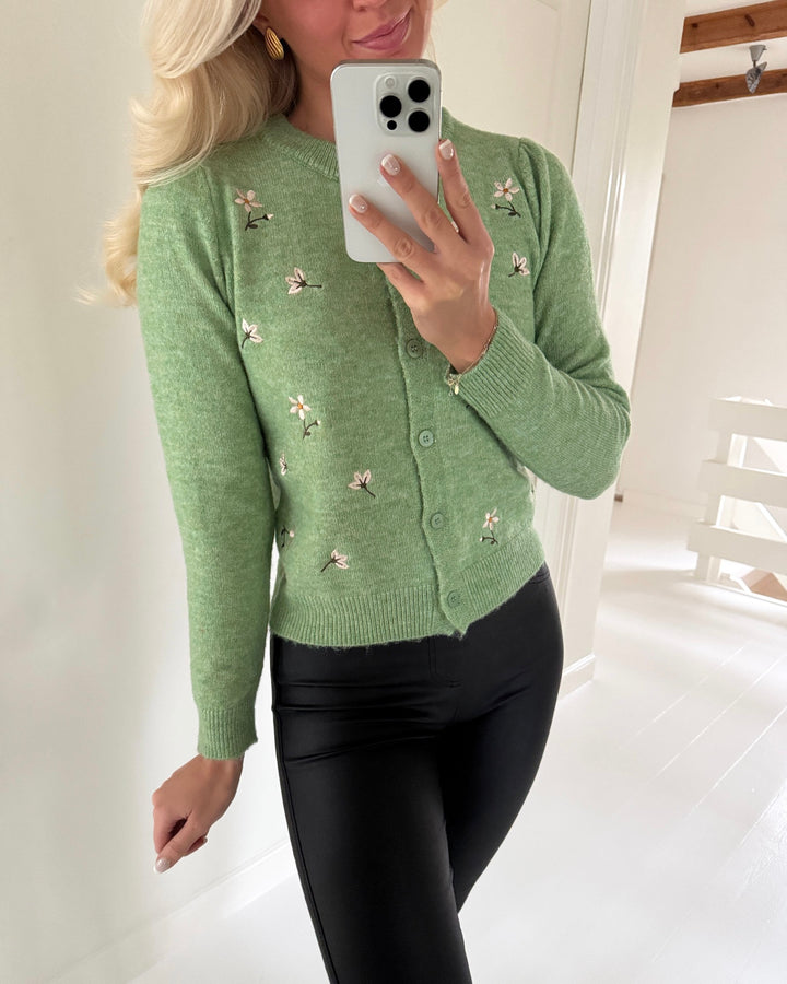Vero Moda cardigan fiorella emb ls o-neck mistletoe/embroidery