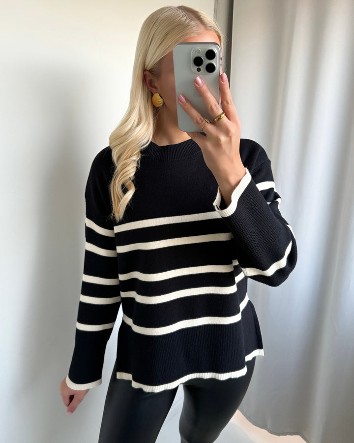 Vero Moda striktrøje saba stripe black/w birch