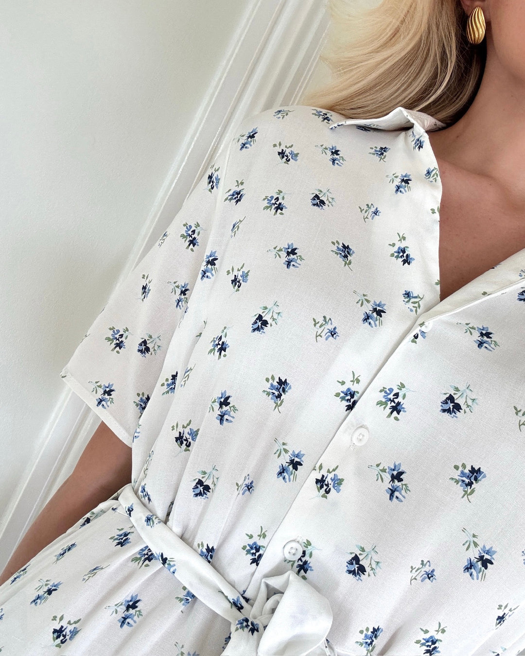 JDY kjole star sezen life 2/4 midi cloud dancer/blue ditsy flower