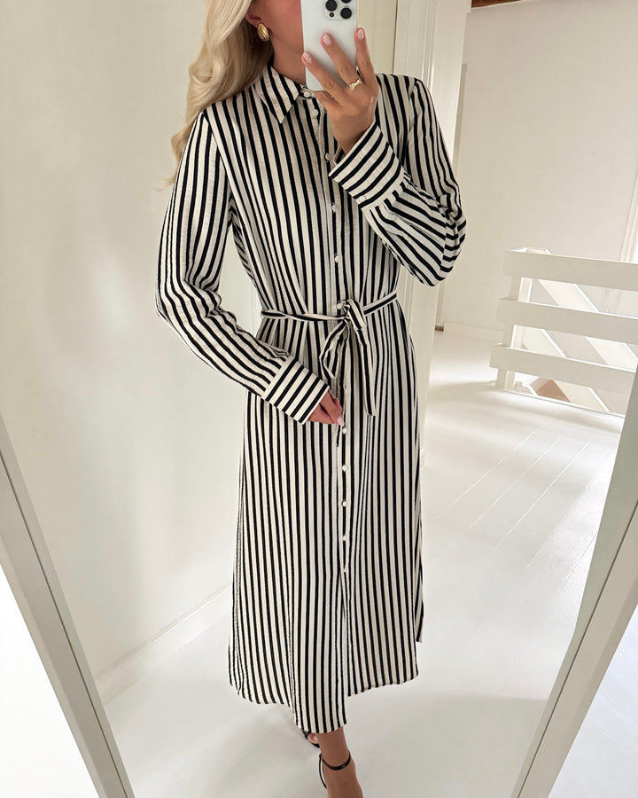 Y.A.S skjortekjole kaya ls long shirt birch/black stripe