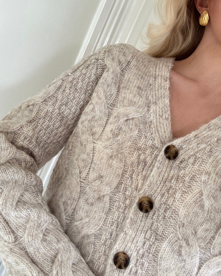 Pieces cardigan nina ls v-neck birch - FORUDBESTILLING LEV. UGE 11