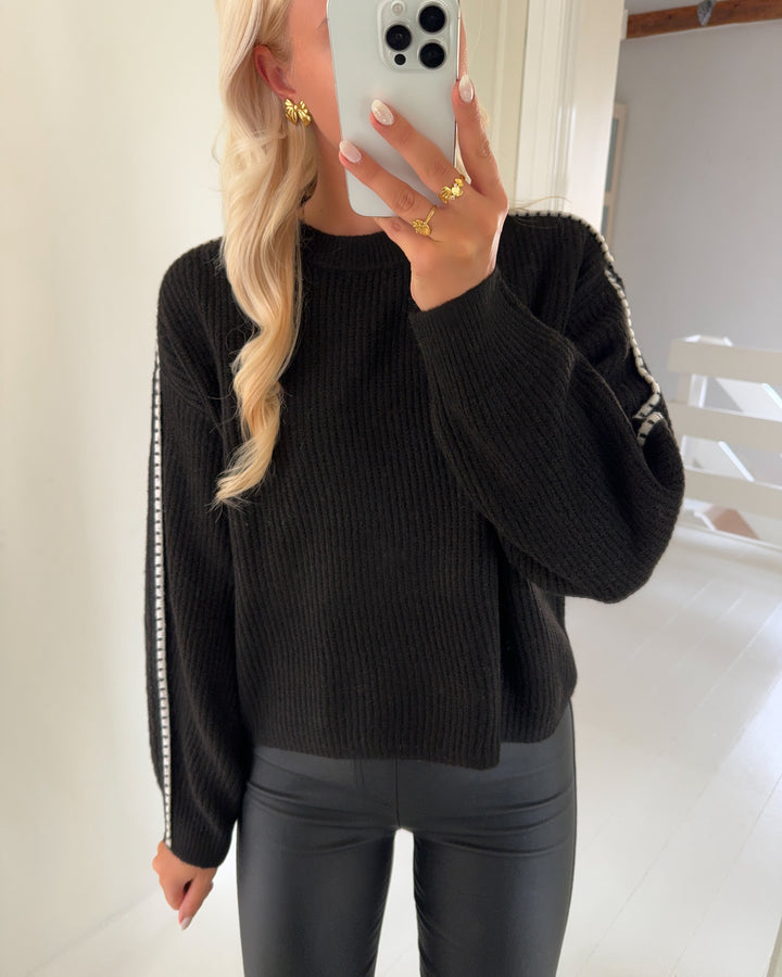 Vero Moda striktrøje zora ls o-neck chocolate torte/w. birch