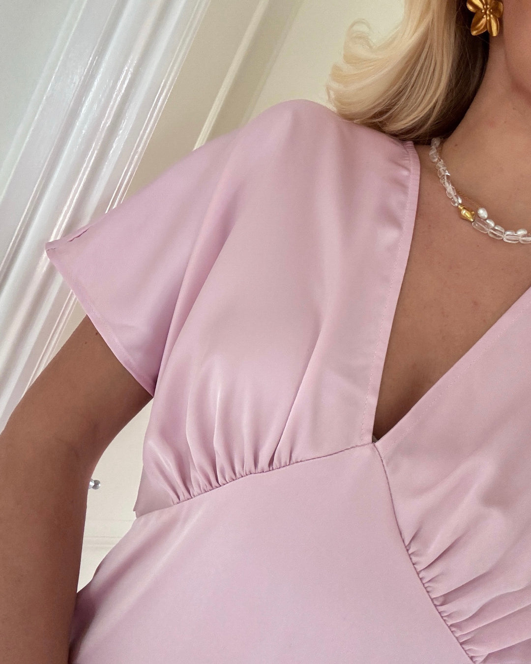 Y.A.S kjole satina ss ankle pink lady