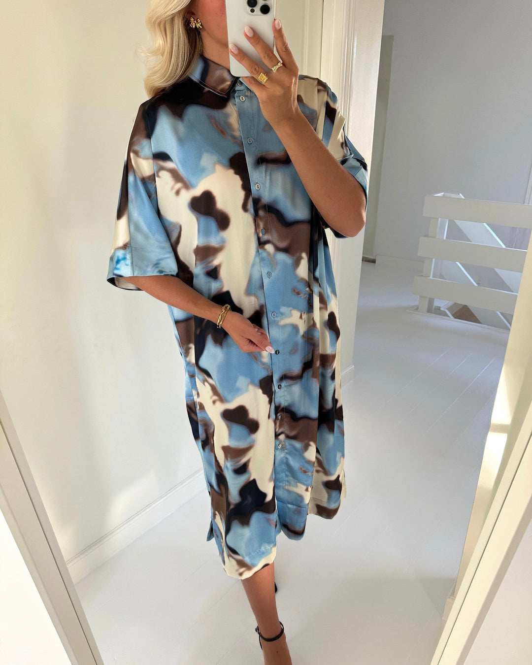 Love&Divine skjortekjole love1397 blue waterprint