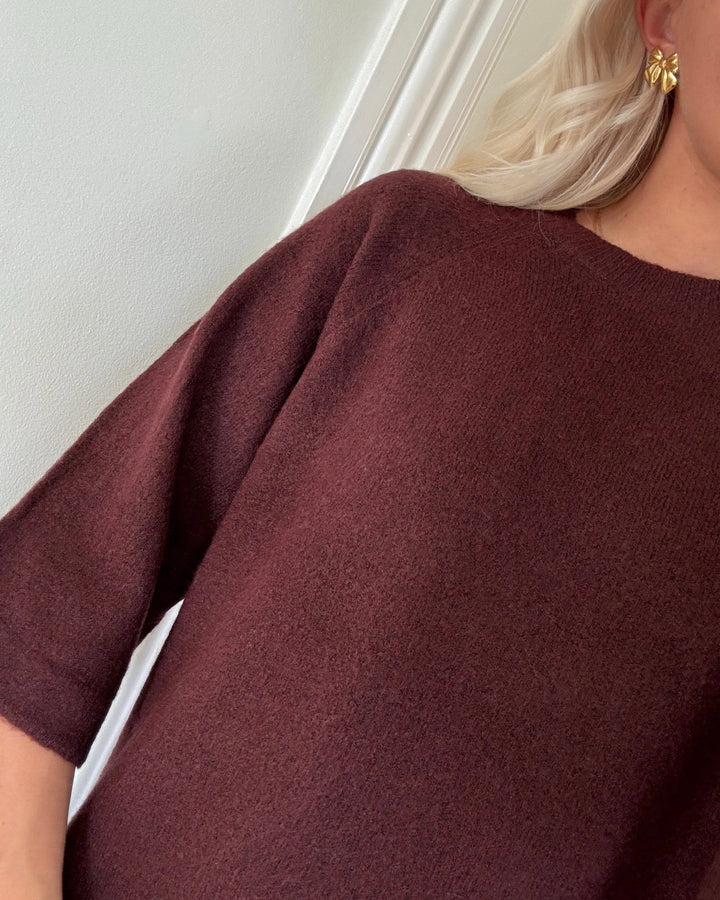 Only striktrøje simoni 3/4 knit port royale/melange