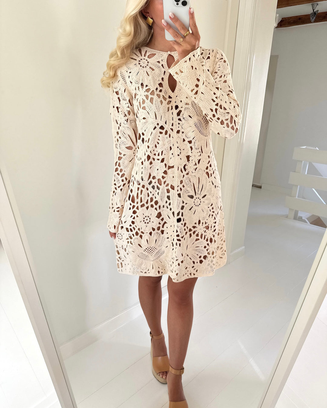 Aware by Vero Moda kjole alison ls bone white