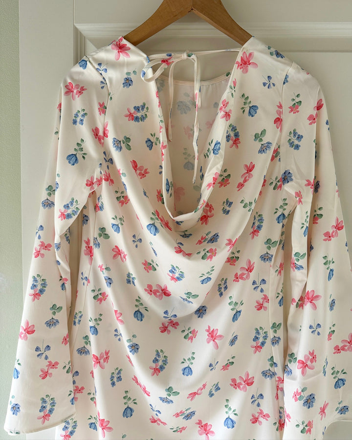 Pieces kjole millie short boatneck wvn d2d cloud dancer/flowers