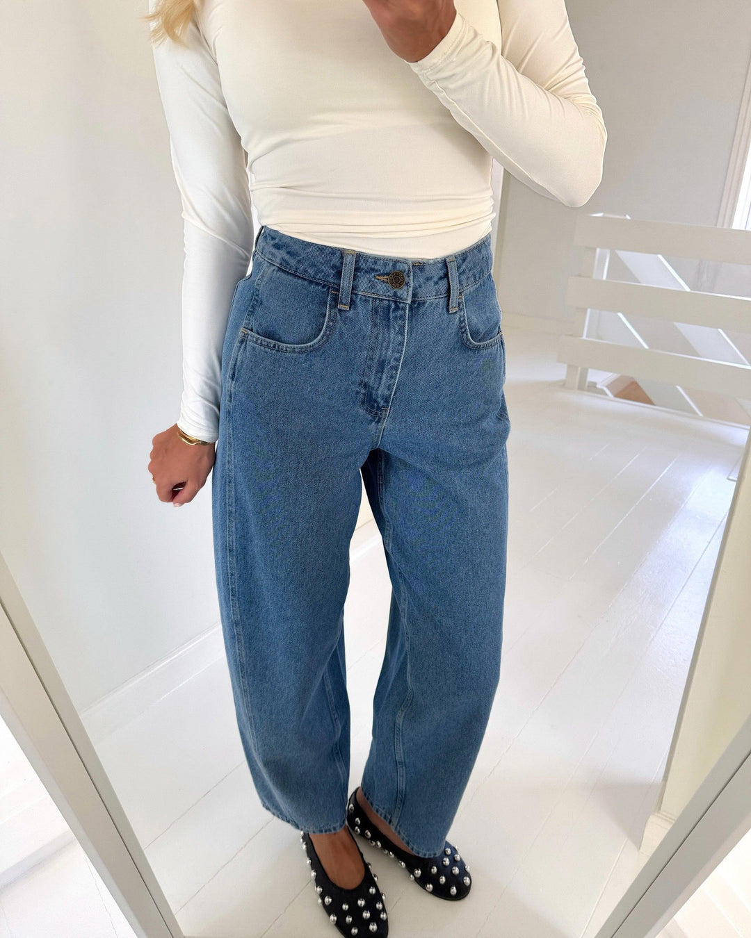 Y.A.S jeans camea hw barrel ankle light blue denim