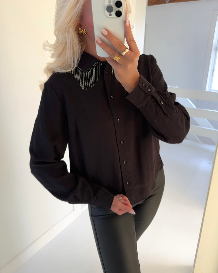 Y.A.S skjorte frima fringe ls black
