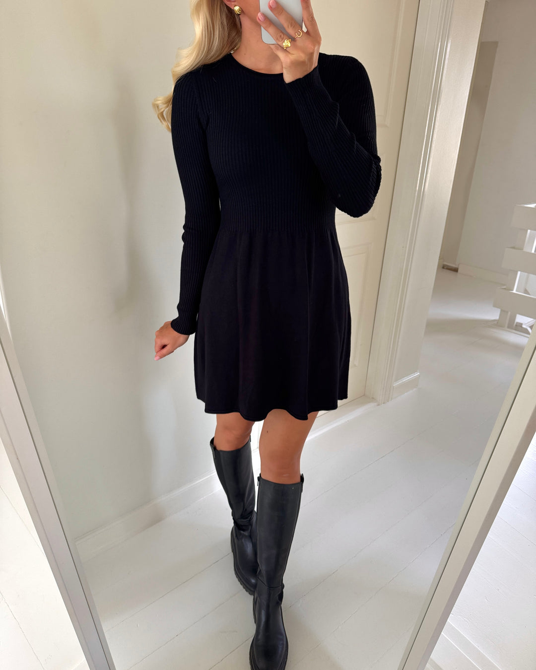 Only kjole alma ls o-neck knit black