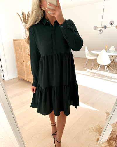 Piper l/s foil shirt dress scarab