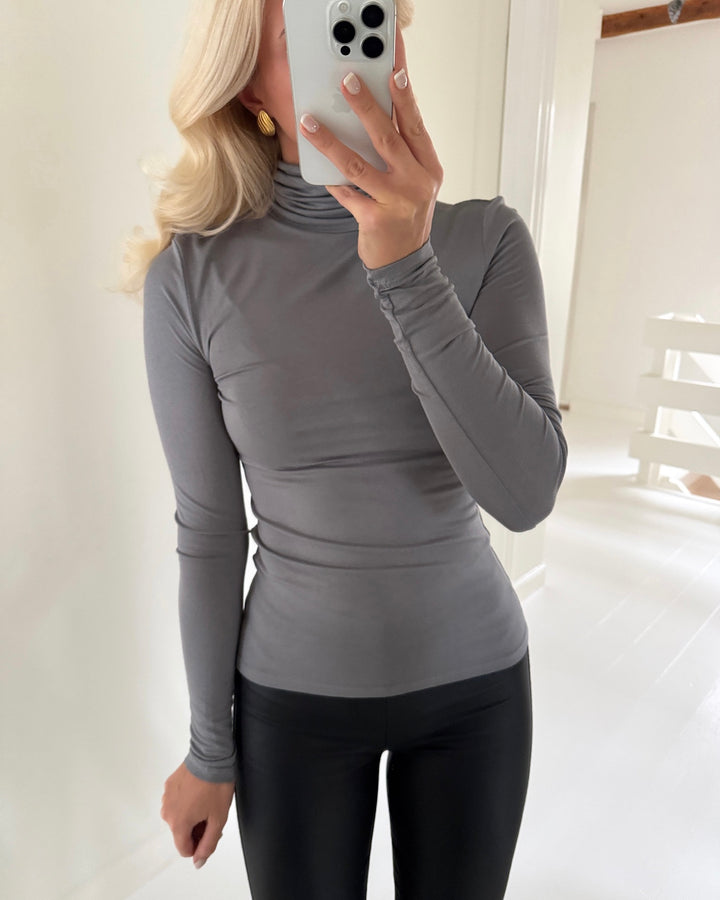 Vero Moda bluse alberte ls rollneck medium grey melange