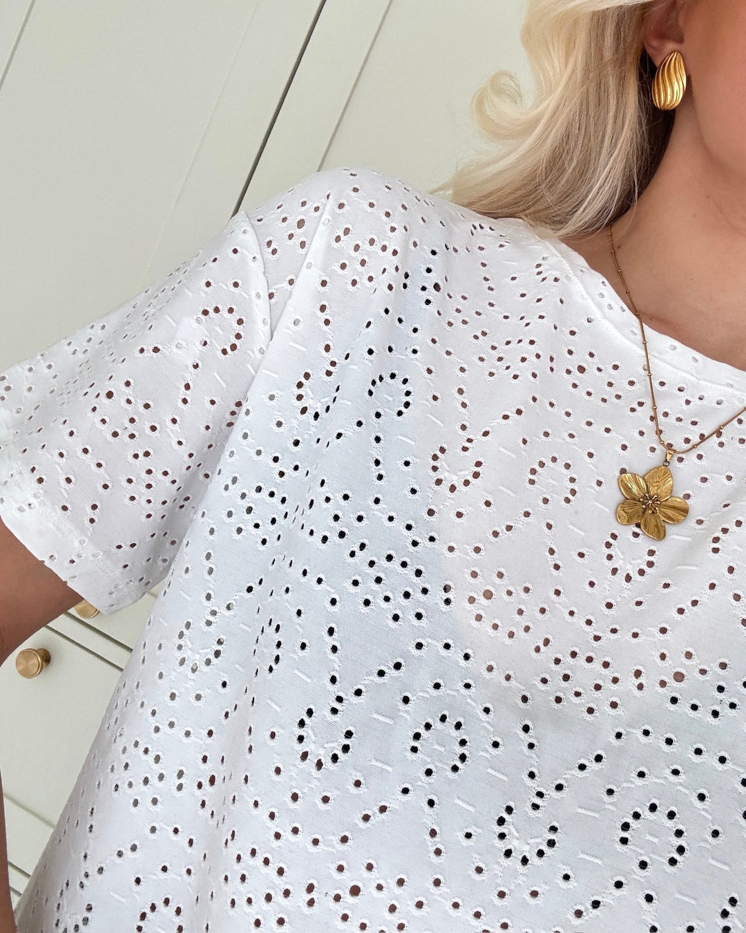 Pieces t-shirt abby ss brod ang cloud dancer