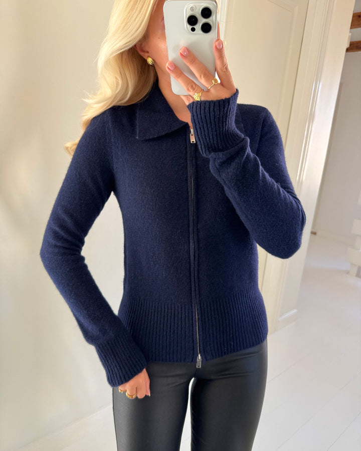 Only cardigan macey knt nightsky melange silver zip