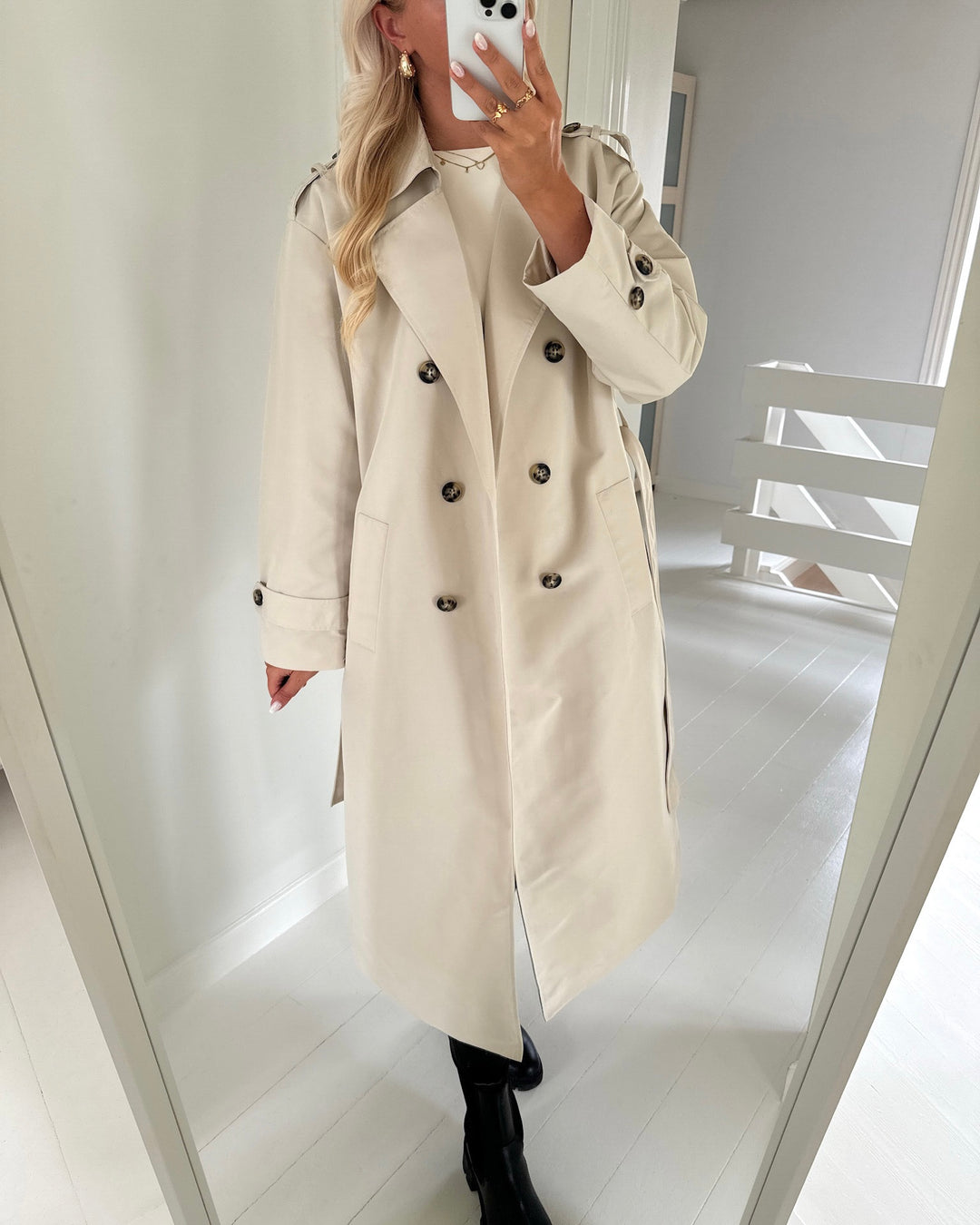 Vero Moda trenchcoat chloe long oatmeal