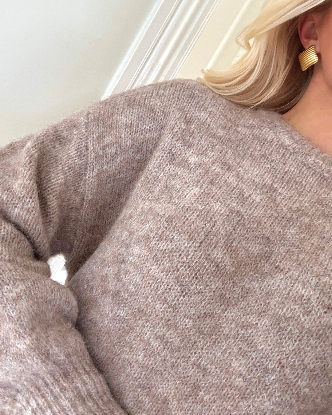 Only striktrøje nellie ls o-neck mocha meringue melange