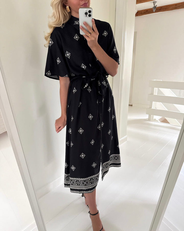 JDY kjole maggie life 2/4 black/pristine ethnic