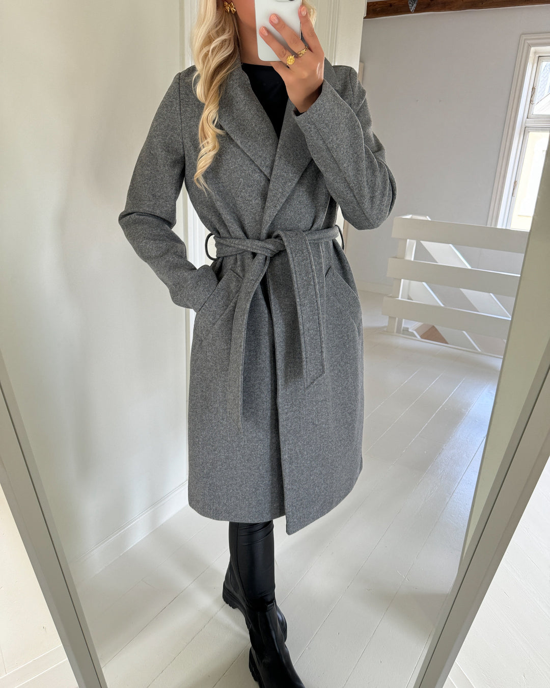 Vero Moda jakke fortuneaya long medium grey melange