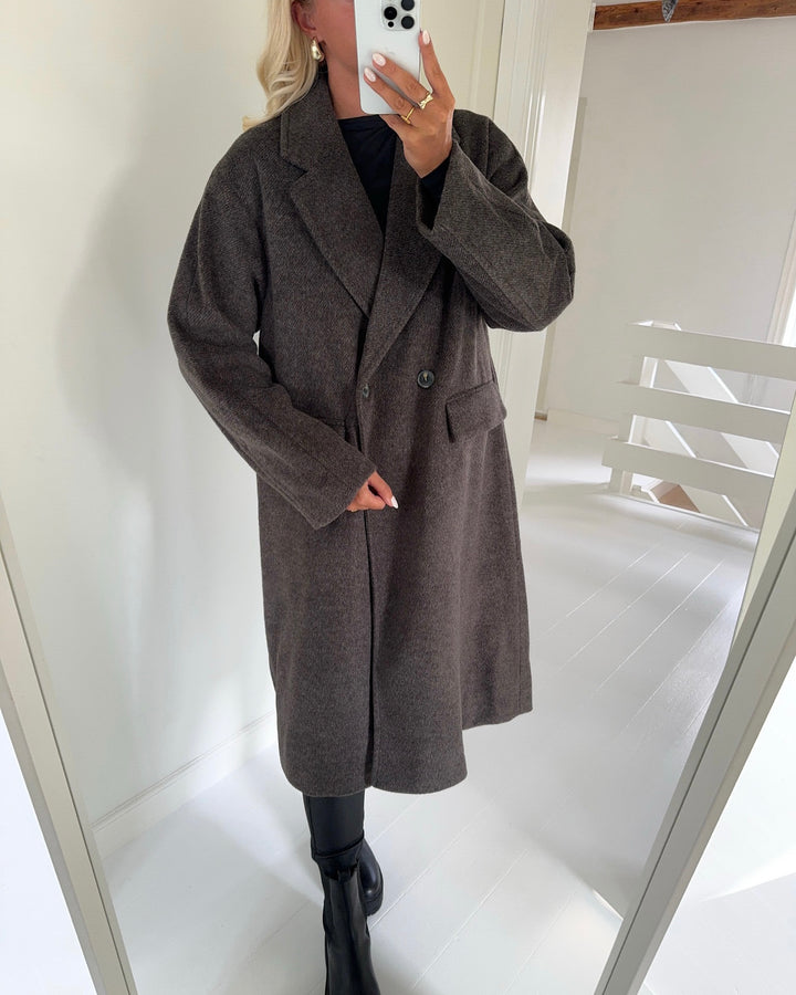 Vero Moda frakke lelea long chocolate torte/melange