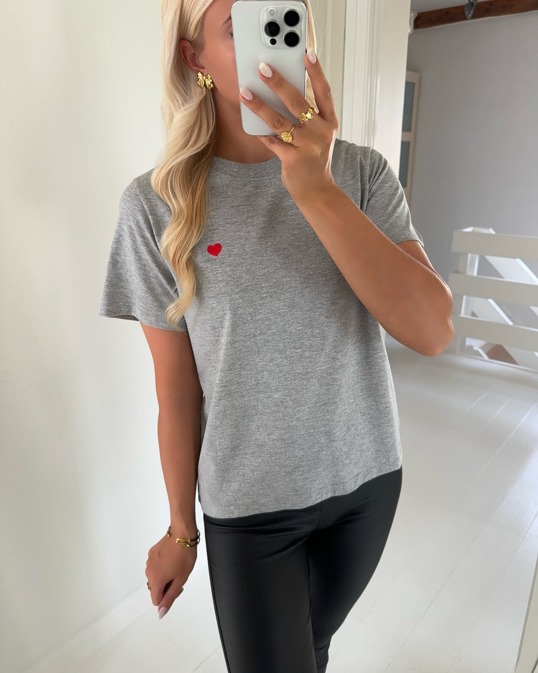 JDY t-shirt pisa ss print light grey melange/bittersweet heart
