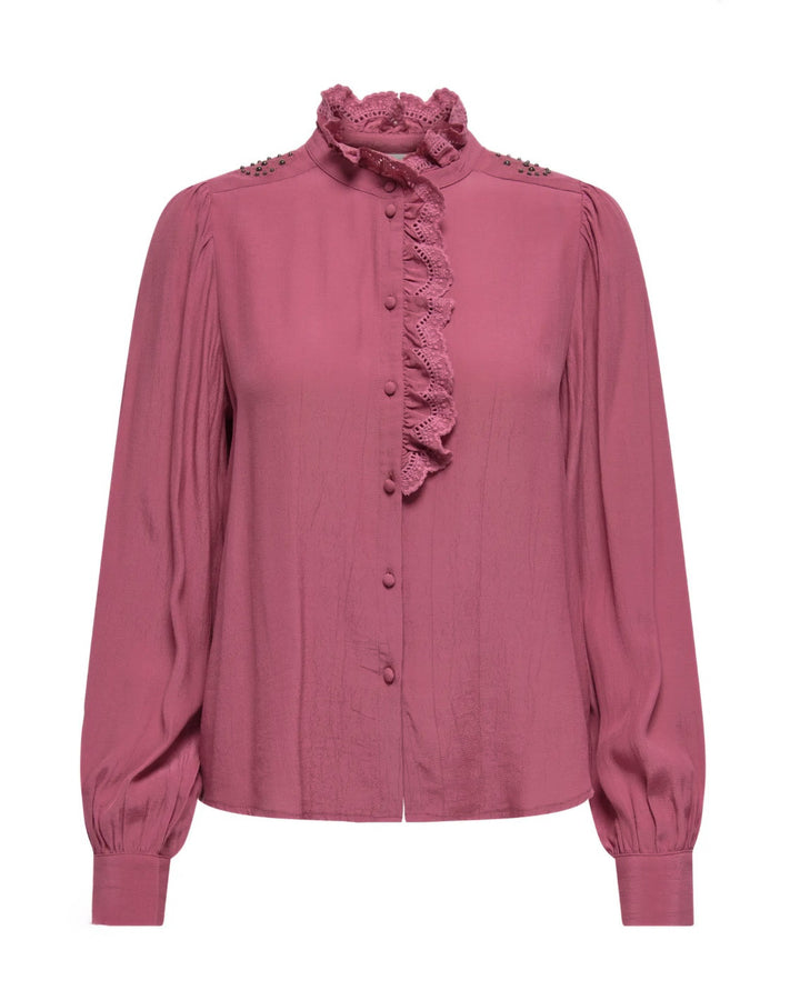 JDY skjorte amy ls frill rose wine