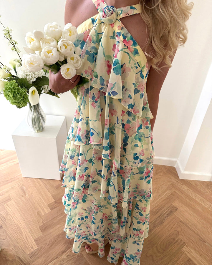 Vero Moda kjole felicia sl ruffle maxi flan flower