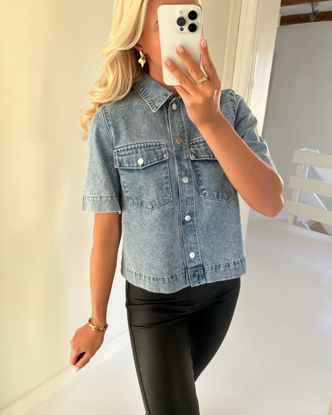 Vero Moda skjorte fenja 2/4 denim light blue denim