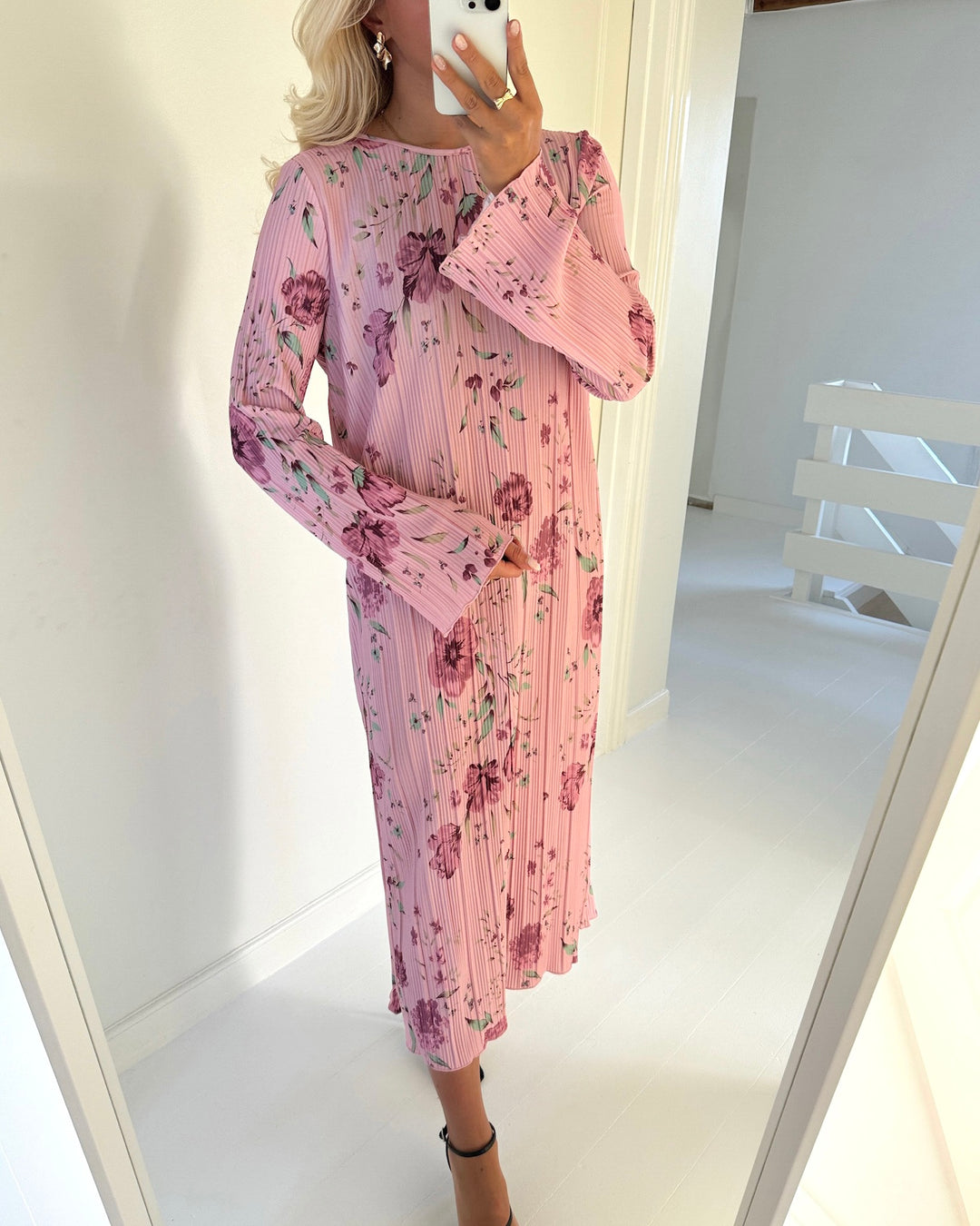 Pieces kjole amber ls midi pink nectar/flowers