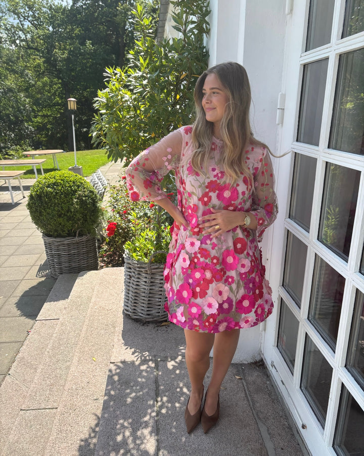 Y.A.S kjole flowering 3/4 fuchsia purple/flower applications